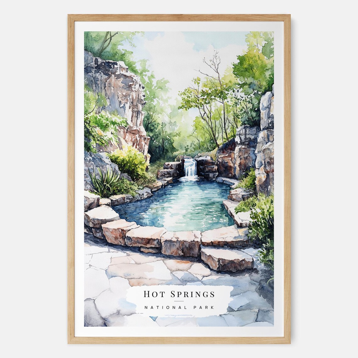 Hot Springs National Park Arkansas Thermal Pool Watercolor Poster