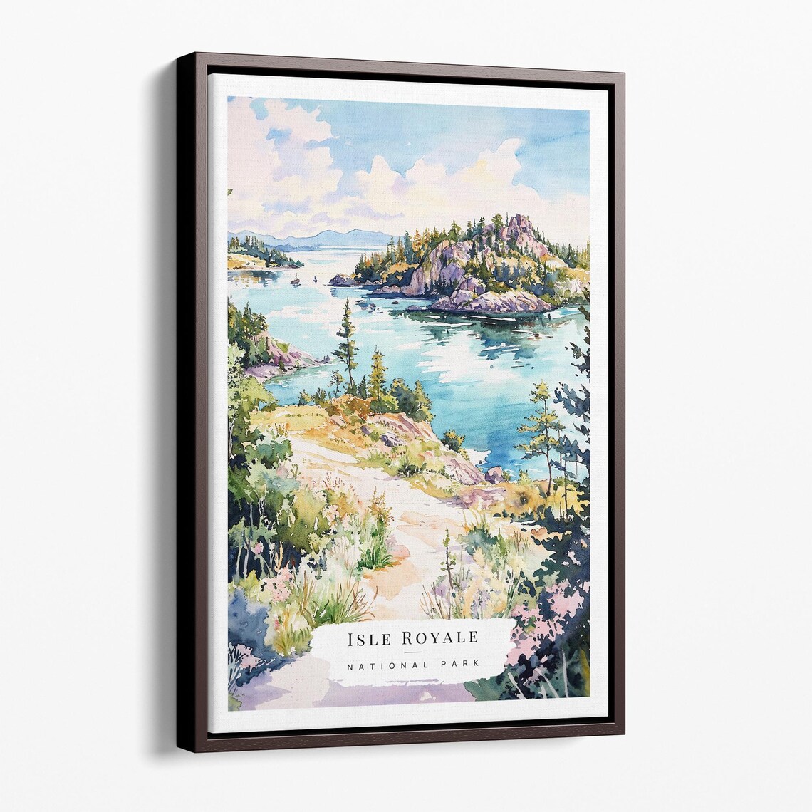 Isle Royale National Park Watercolor Lake View Travel Poster