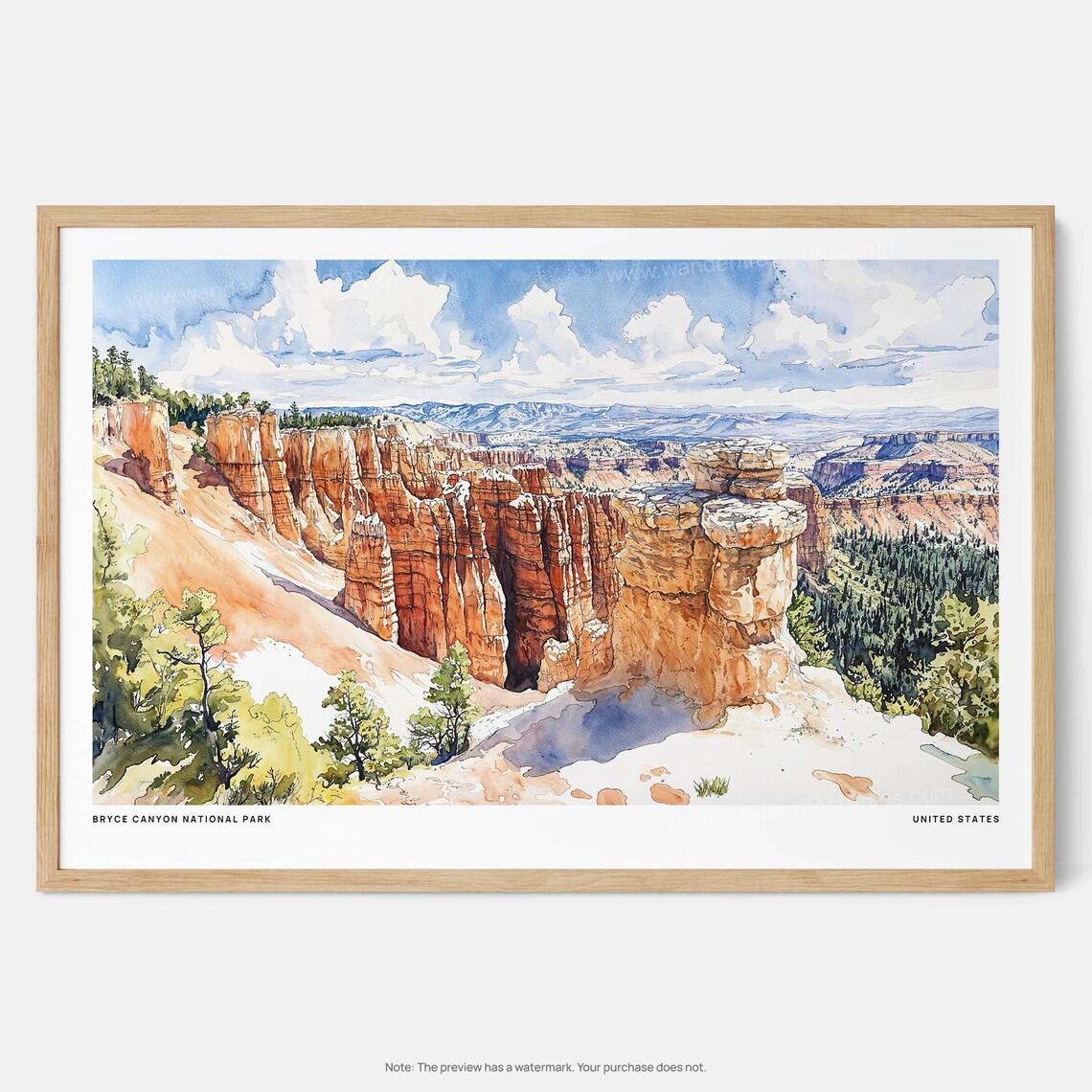 Bryce Canyon National Park Watercolor Art Print