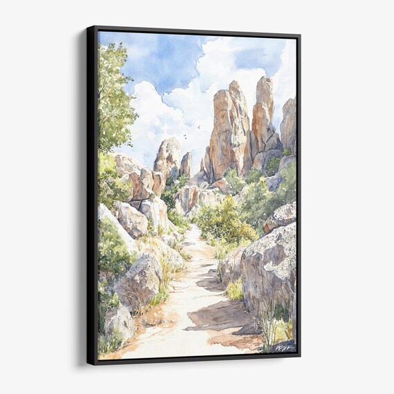 Pinnacles National Park Watercolor Rock Spires Trail Art Poster