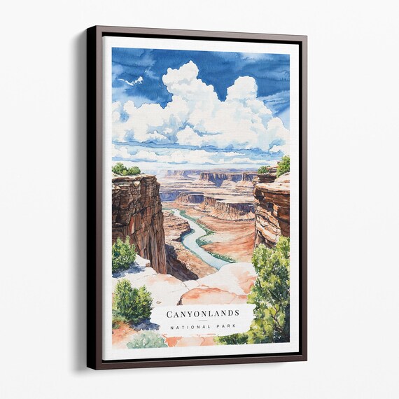 Canyonlands National Park Watercolor Desert Canyon River Poster
