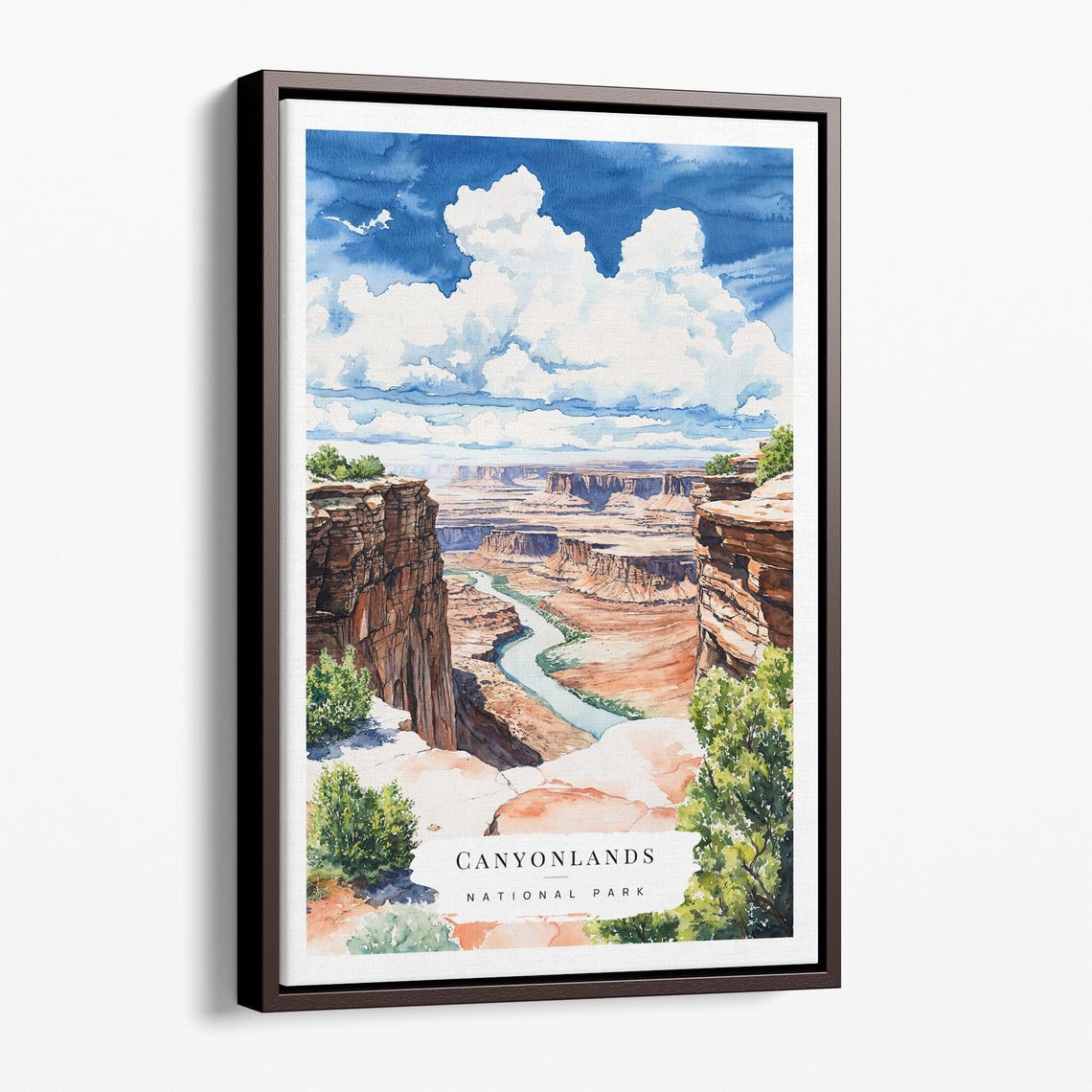 Canyonlands National Park Watercolor Desert Canyon River Poster
