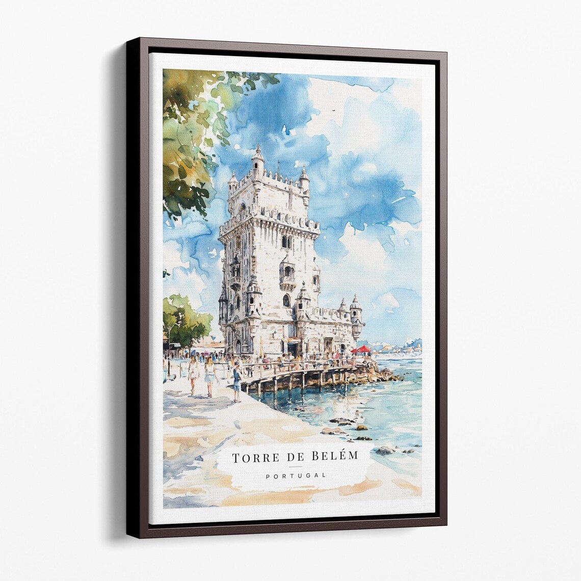 Torre de Belém Lisbon Watercolor Riverside Tower Portugal Travel Poster