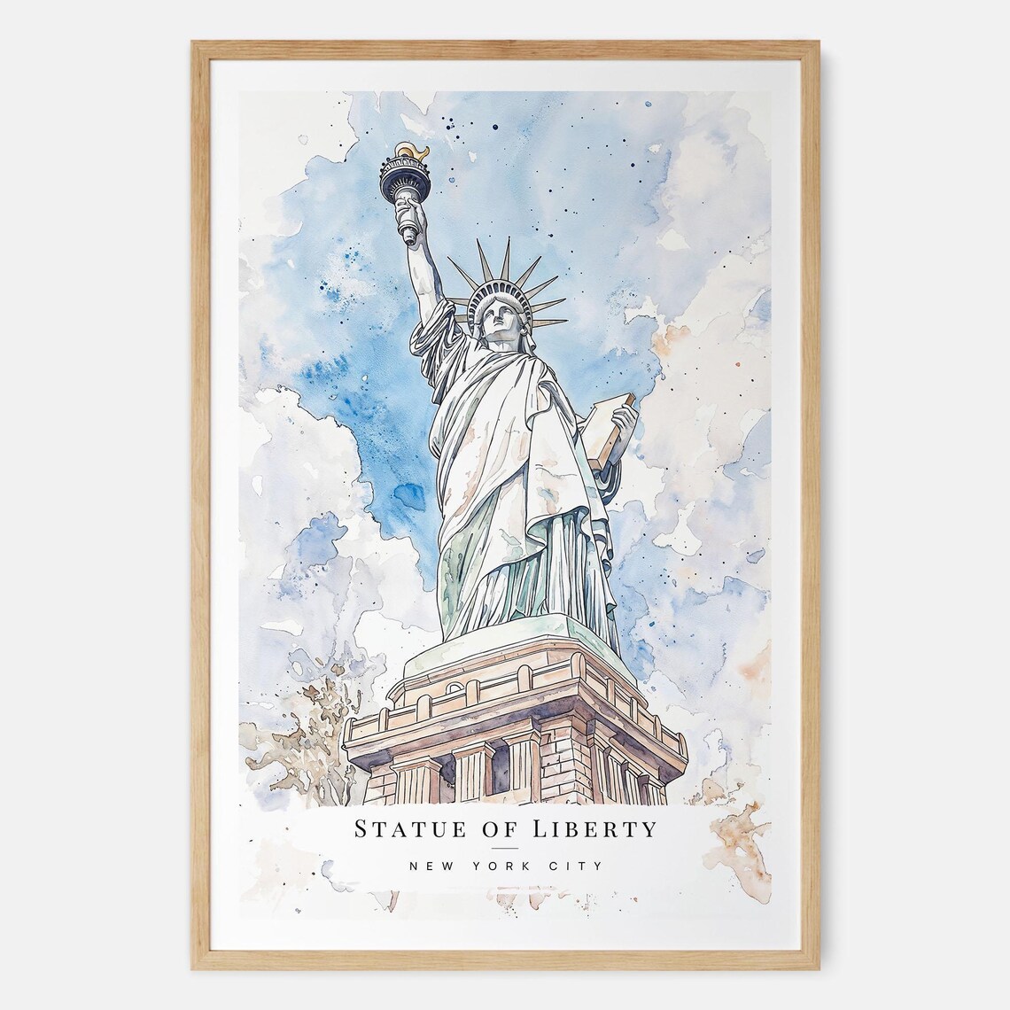 Statue of Liberty New York City Watercolor Landmark Art Poster