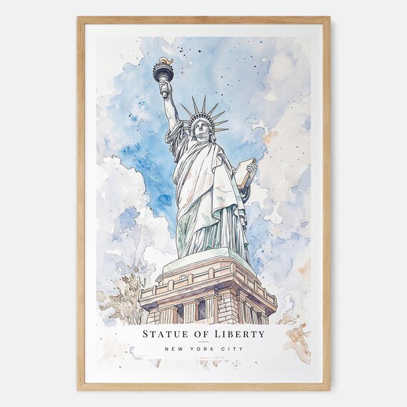 Statue of Liberty New York City Watercolor Landmark Art Poster