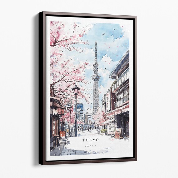 Tokyo Skytree Canvas Art Print Watercolor Cityscape Wall Decor