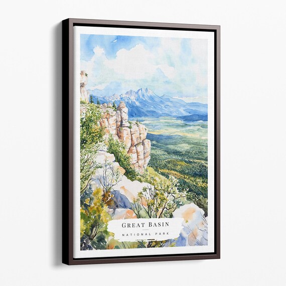 Great Basin National Park Cliff View Watercolor Travel Poster