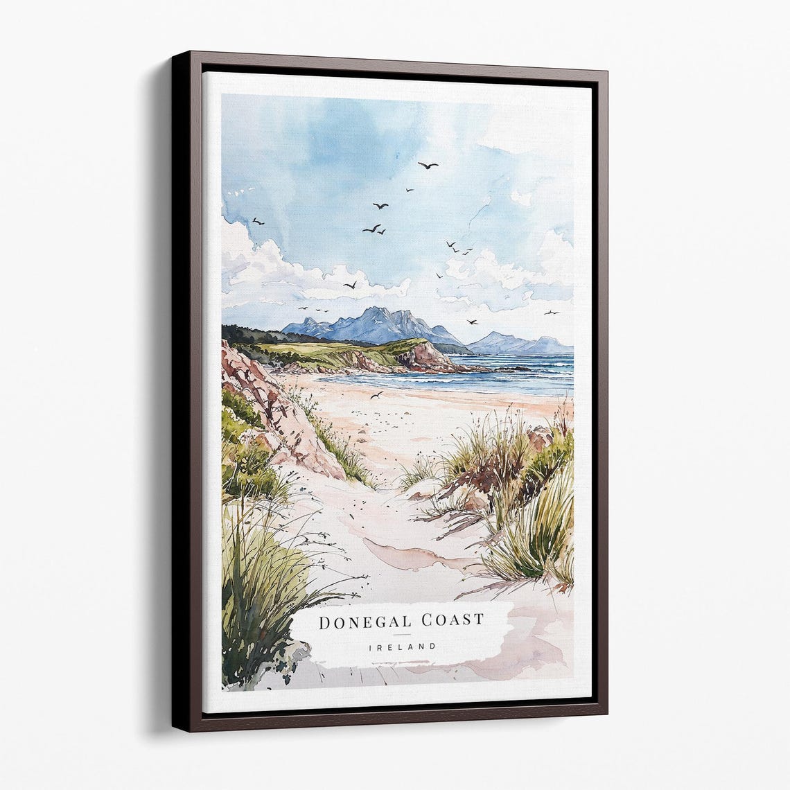 Donegal Coast Ireland Sandy Beach Watercolor Travel Poster Art