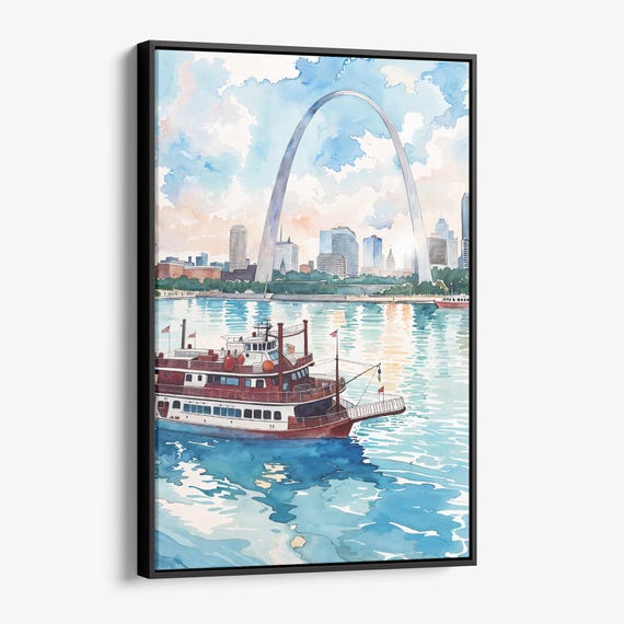 St Louis Watercolor Canvas Print City Skyline Wall Art