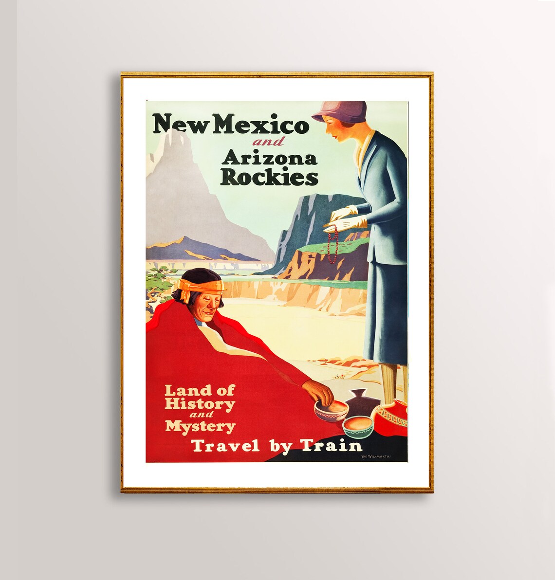 New Mexico and Arizona Rockies Vintage Desert Train Travel Poster