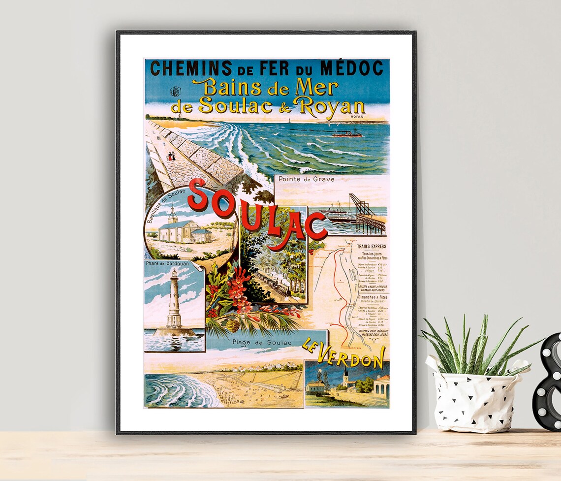 Soulac Royan Beach Vintage French Chemins de Fer du Médoc Poster