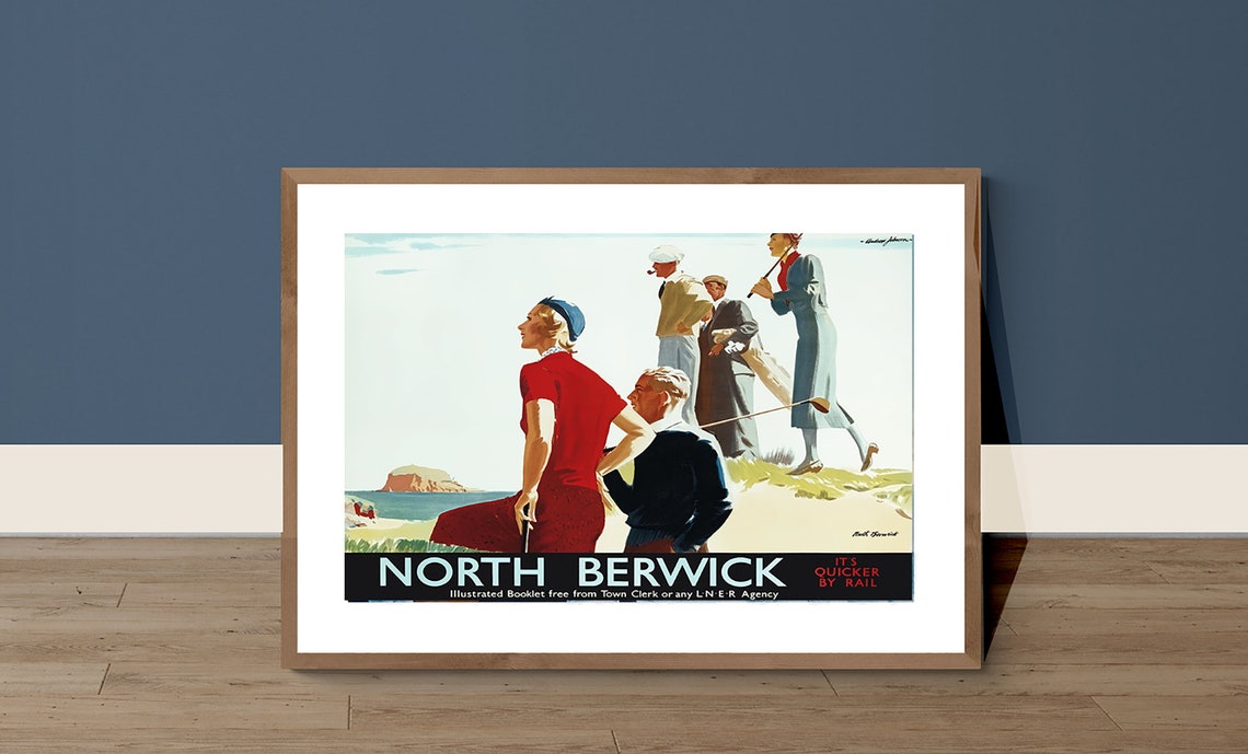 North Berwick Vintage Golf Poster LNER Railway Links Course Art
