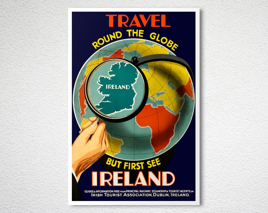 Travel Round the Globe But First See Ireland Vintage Poster Art - Image 2