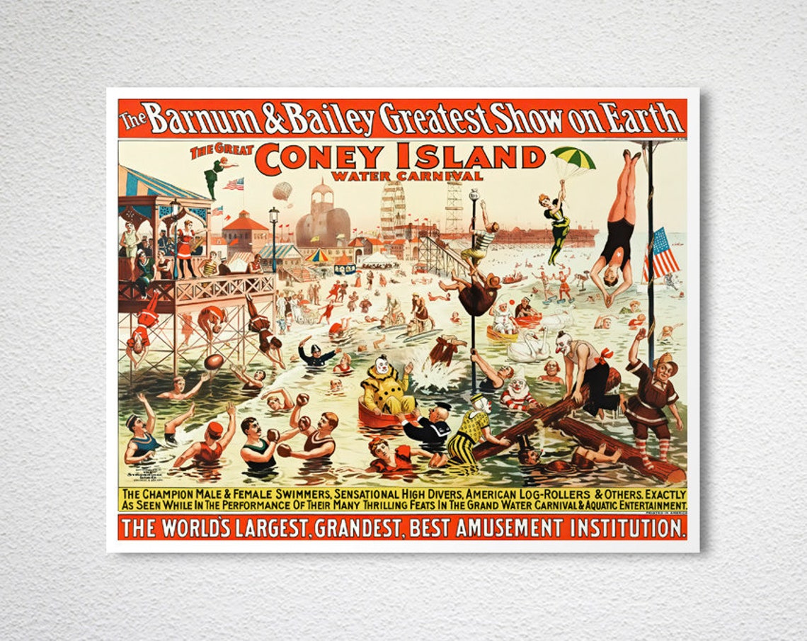 Barnum and Bailey Coney Island Water Carnival Circus Vintage Poster - Image 2