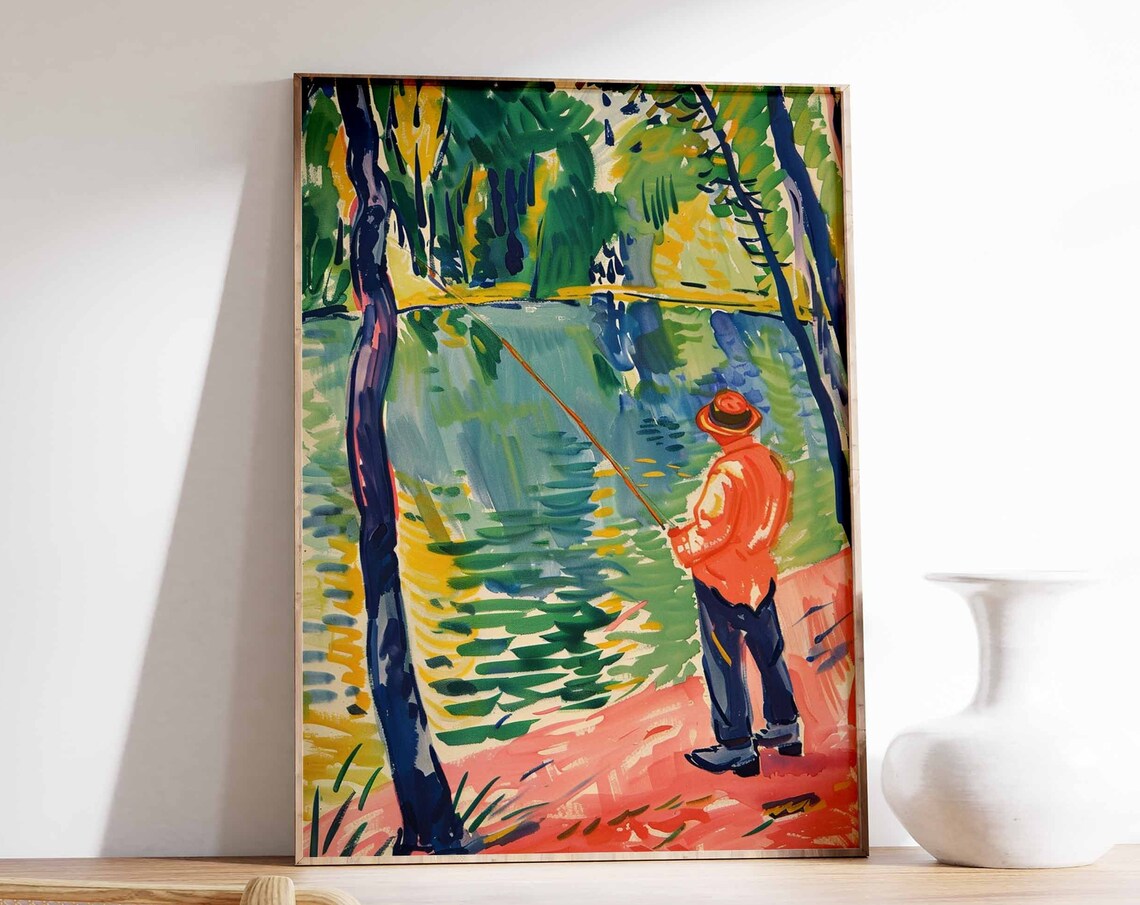 Fishing Poster Fishing Wall Art Gift For Fisherman Angling Art Floral Print Botanical Decor Outdoor Poster Adventure Poster