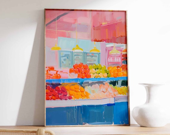 Fruit And Vegetable Market Poster Farmers Market Wall Art Food Print Kitchen Decor Rustic Food And Drink Art Food Poster Food Art