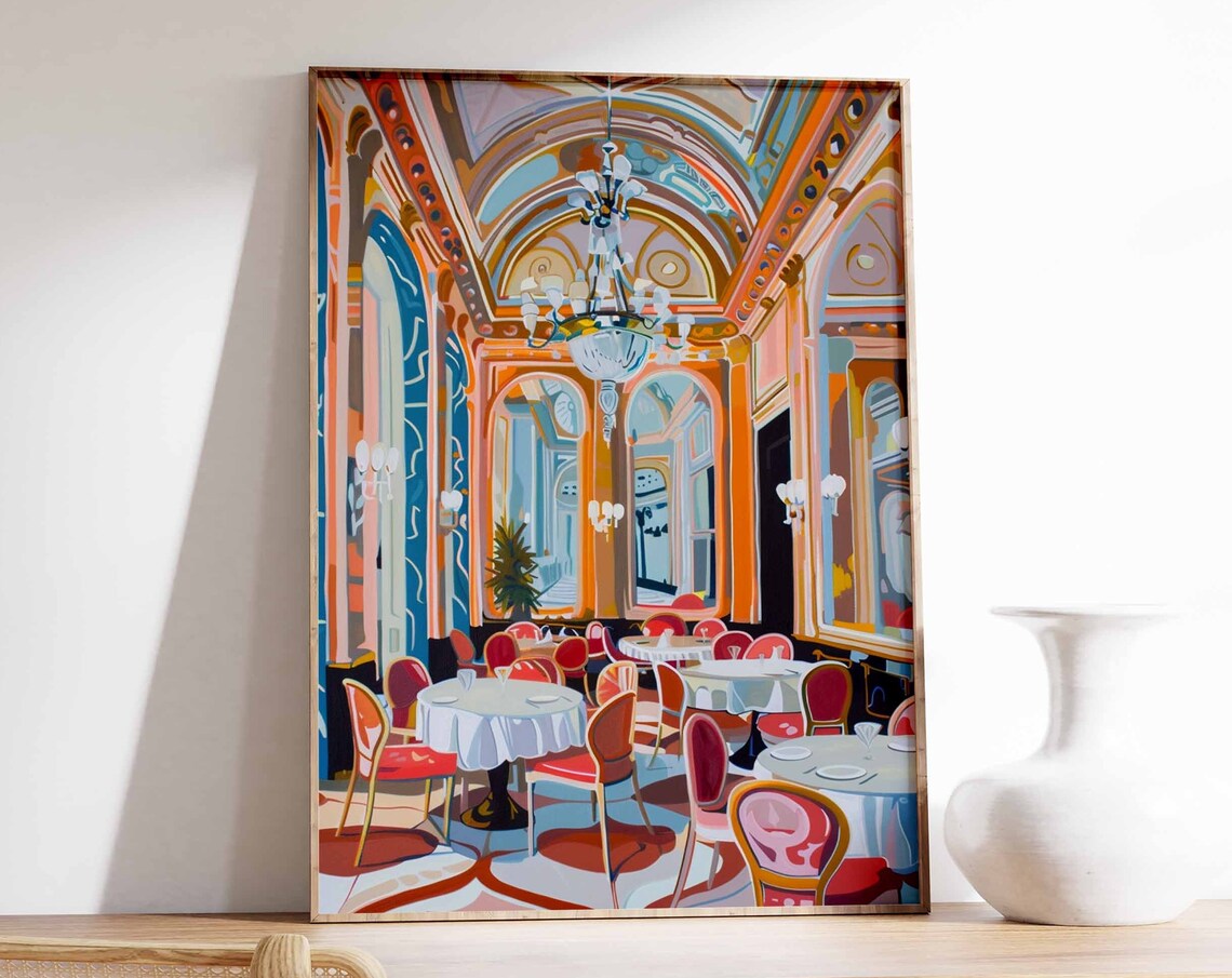 Grand European Casino Ballroom Chandeliers Interior Art Poster