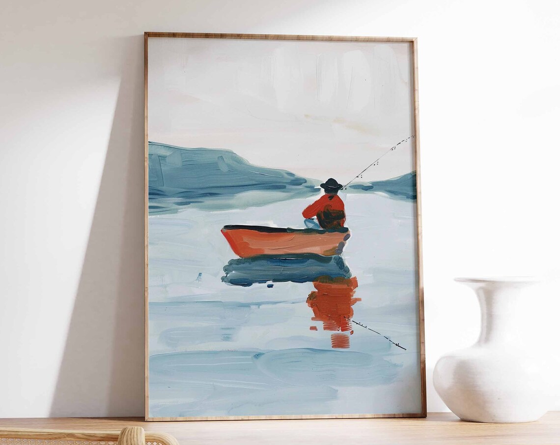 Fishing Poster Fishing Wall Art Gift For Fisherman Angling Art Floral Print Botanical Decor Outdoor Poster Adventure Poster