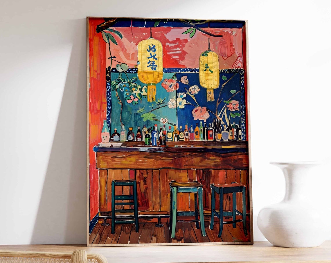 Japanese Izakaya Bar Poster Tokyo Bar Art Japanese Poster Tokyo Print Cocktail Bar Poster Asian Bar Scene Poster Japanese Decor