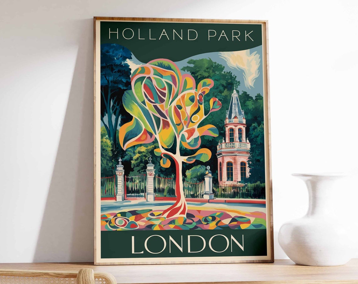 Holland Park Poster Botanical Print William Morris Print London Art London Poster London Travel Print Vintage Decor Retro Travel Art