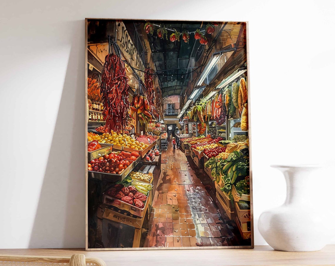 Fruit And Vegetable Market Poster Farmers Market Wall Art Food Print Kitchen Decor Rustic Food And Drink Art Food Poster Food Art