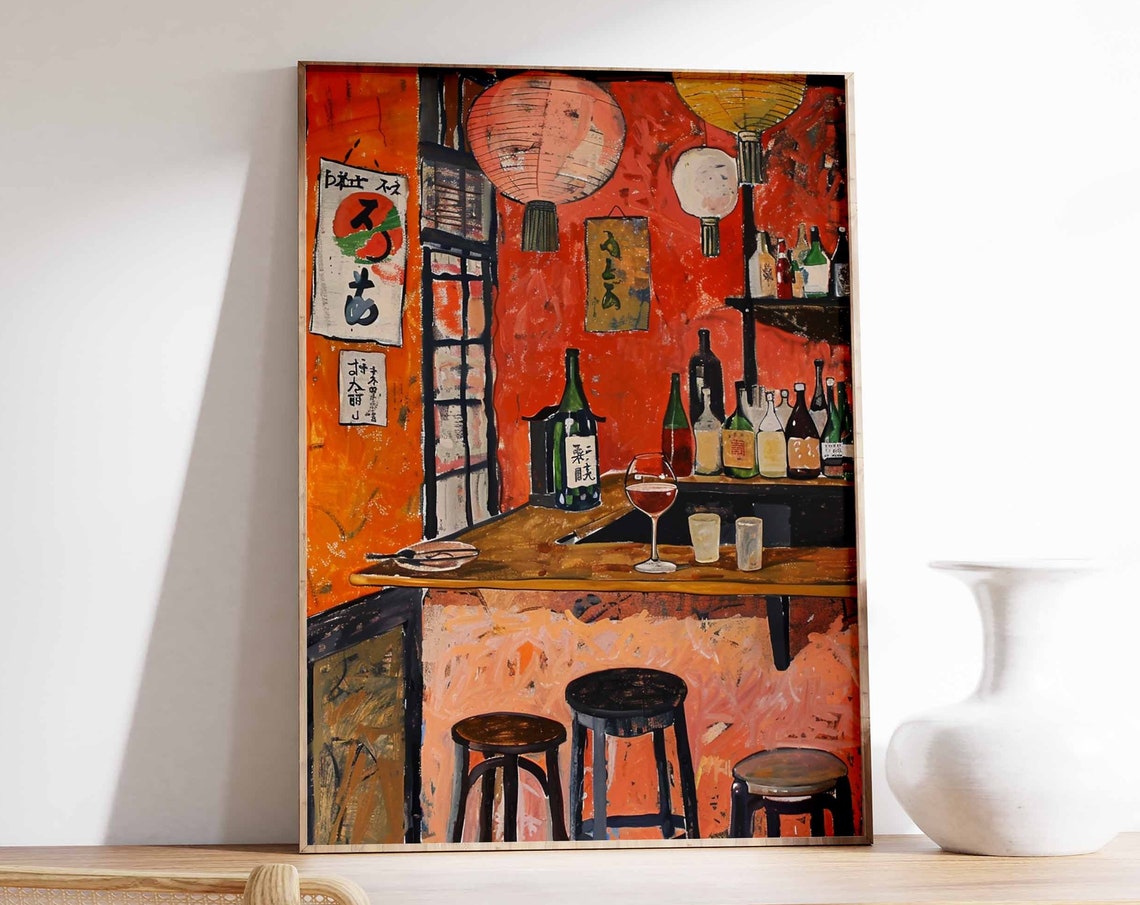 Japanese Izakaya Bar Poster Tokyo Bar Art Japanese Poster Tokyo Print Cocktail Bar Poster Asian Bar Scene Poster Japanese Decor