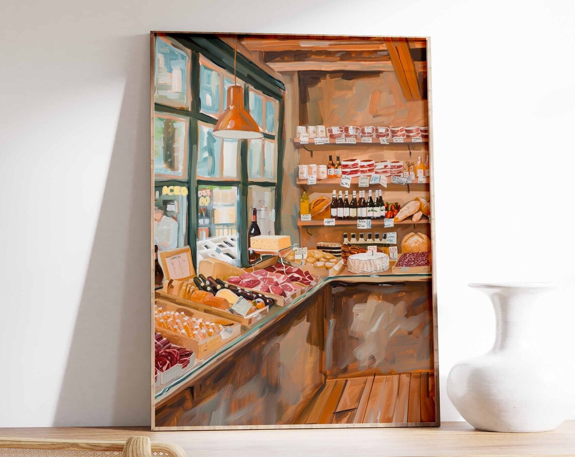 Sunlit Deli Counter Painterly Rustic Kitchen Food Art Poster