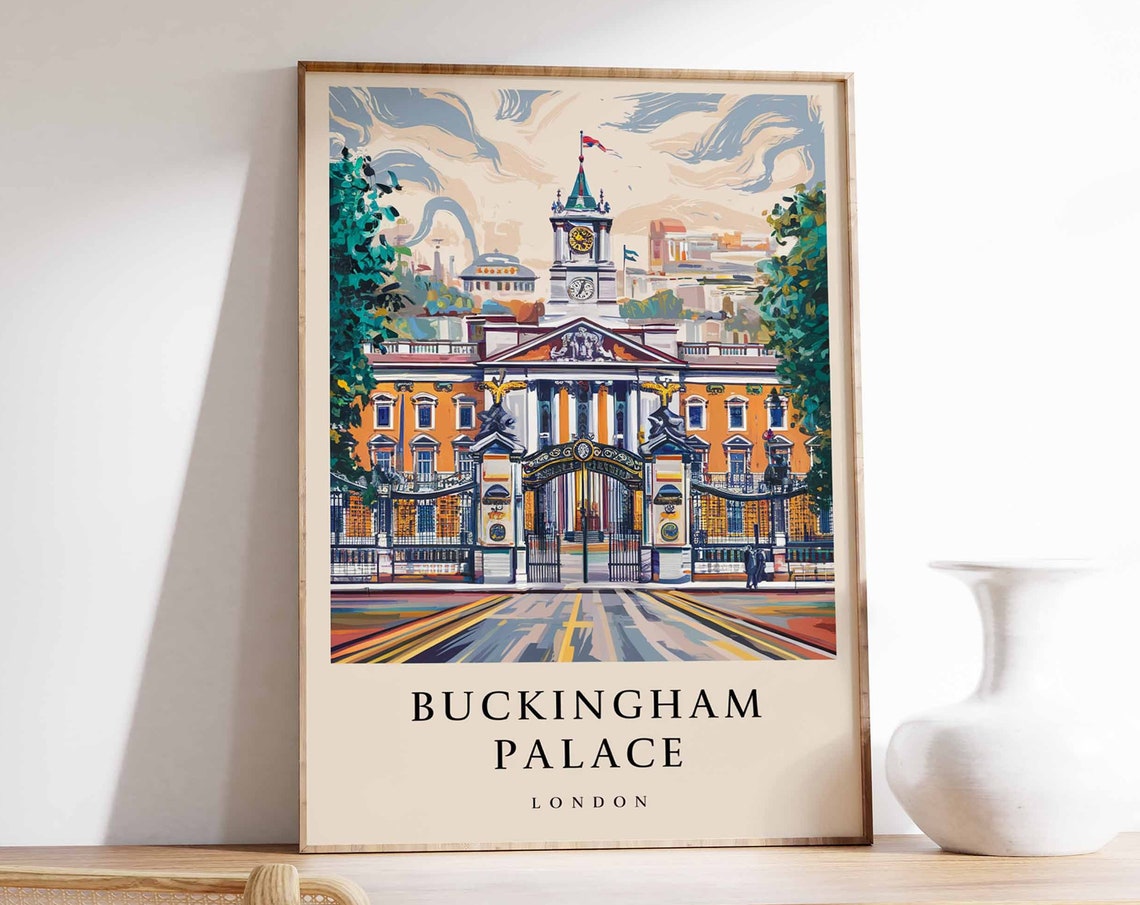 Buckingham Palace Poster London Print London Art London Poster London Travel Print William Morris Print Vintage Art Retro Travel Art