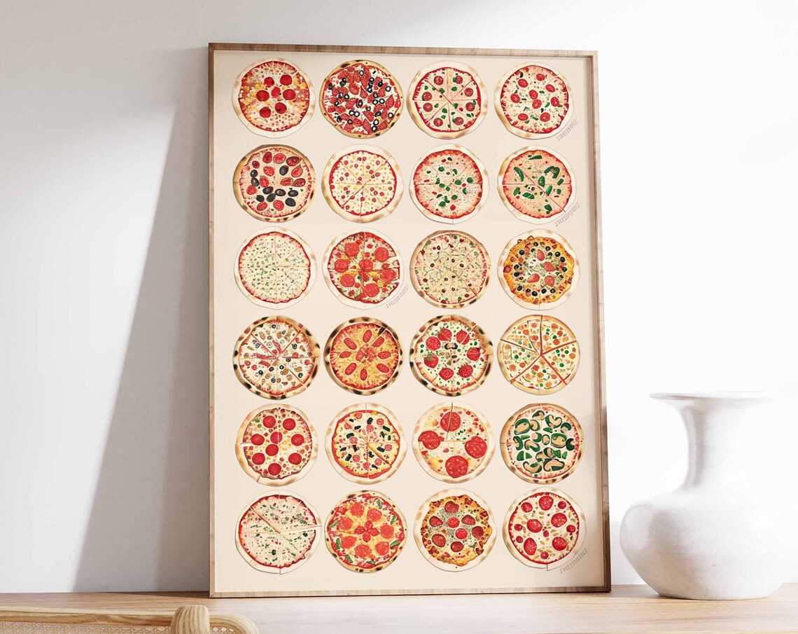 Pizza Poster, Italian Food Kitchen Art Print