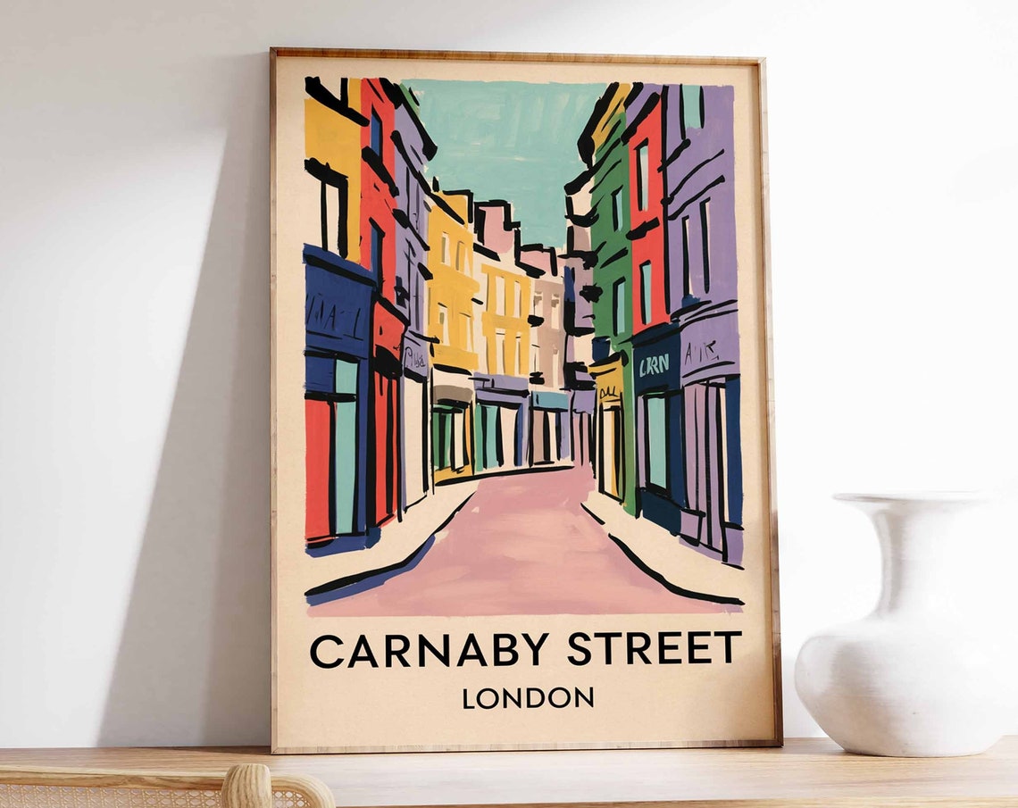 Carnaby Street Poster London Print London Art London Poster London Travel Print William Morris Print Retro London Art