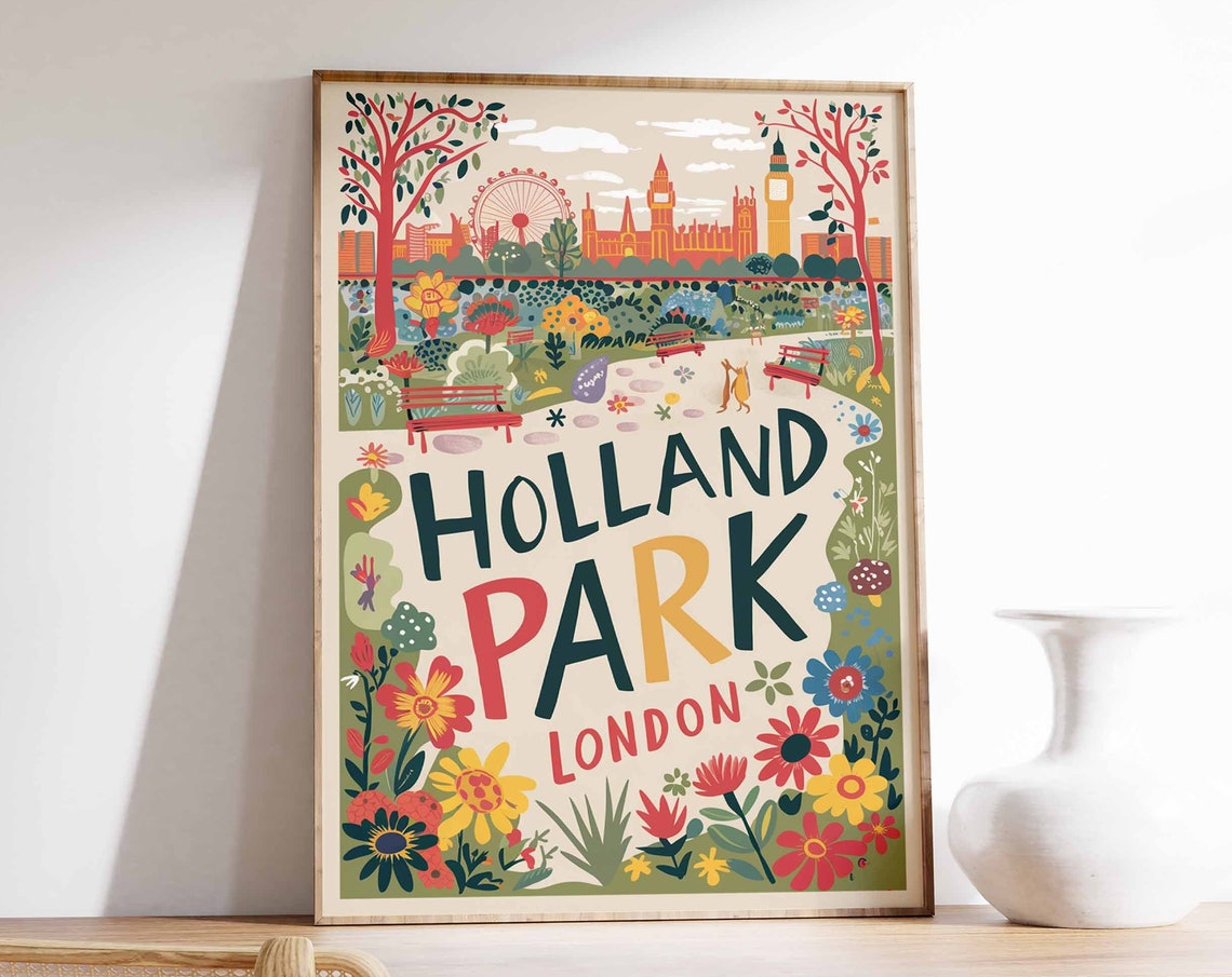 Holland Park Poster Botanical Print William Morris Print London Art London Poster London Travel Print Vintage Decor Retro Travel Art