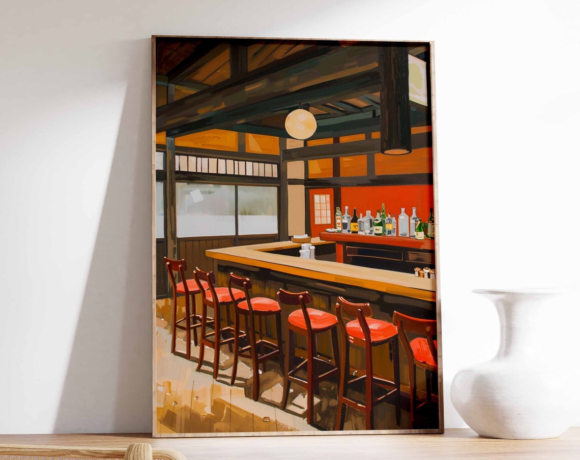 Japanese Izakaya Bar Poster Tokyo Bar Art Japanese Poster Tokyo Print Cocktail Bar Poster Asian Bar Scene Poster Japanese Decor