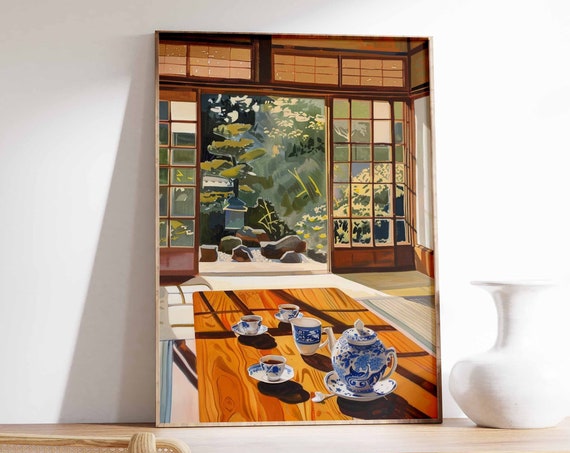 Traditional Japanese Tea House Poster Japanese Art Print Japanese Food Poster Asian Decor Traditional Japanese Art Oriental Print