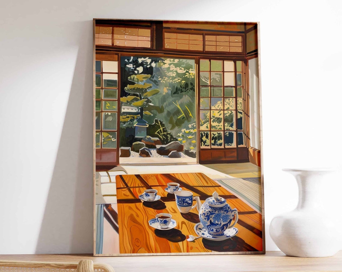 Traditional Japanese Tea House Poster Japanese Art Print Japanese Food Poster Asian Decor Traditional Japanese Art Oriental Print
