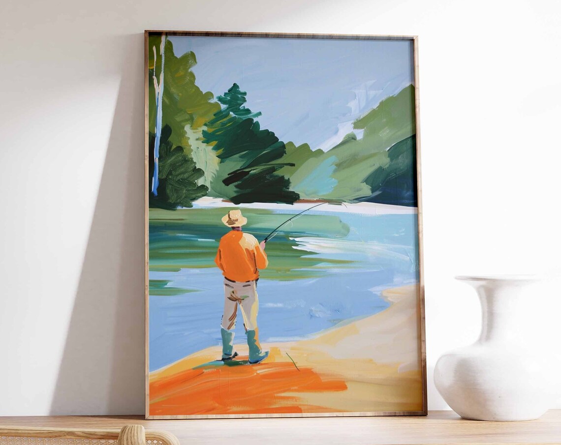 Fishing Poster Fishing Wall Art Gift For Fisherman Angling Art Floral Print Botanical Decor Outdoor Poster Adventure Poster