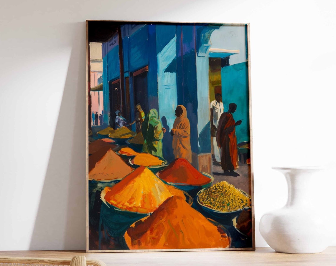 Indian Spice Market Poster Indian Wall Art Indian Food Print Food Art Food Market Print Cultural Decor Indian Gift Indian Wall Art