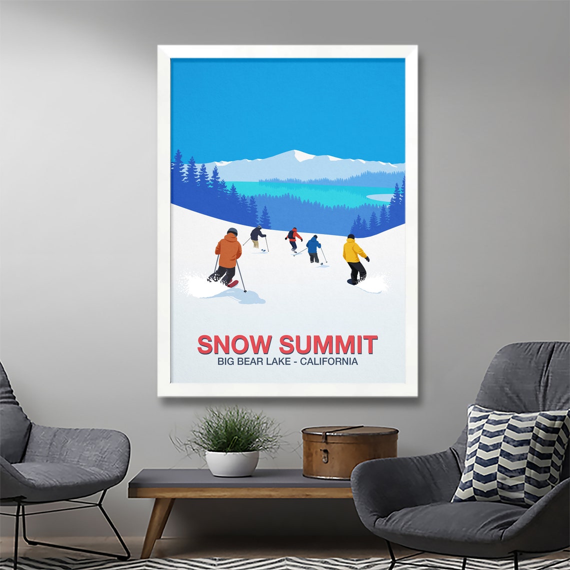 Snow Summit Big Bear Lake Ski Poster California Group Slopes Art - Image 2