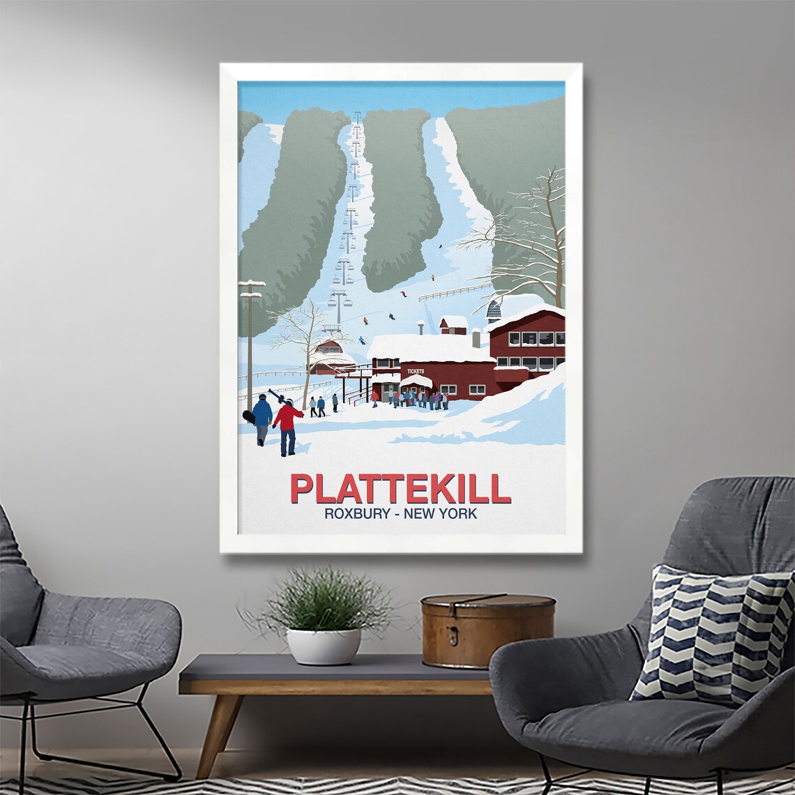 Plattekill Ski Resort Travel Poster, Ski Gifts - Image 2