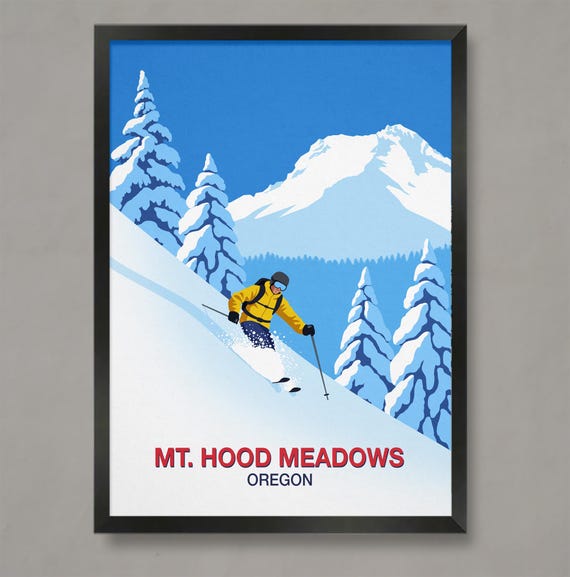 Mt Hood Meadows Ski Poster Ski Resort Poster Ski Print Ski Gifts Ski Poster Mt Hood Meadows Ski Resort Mt Hood Skiing Poster