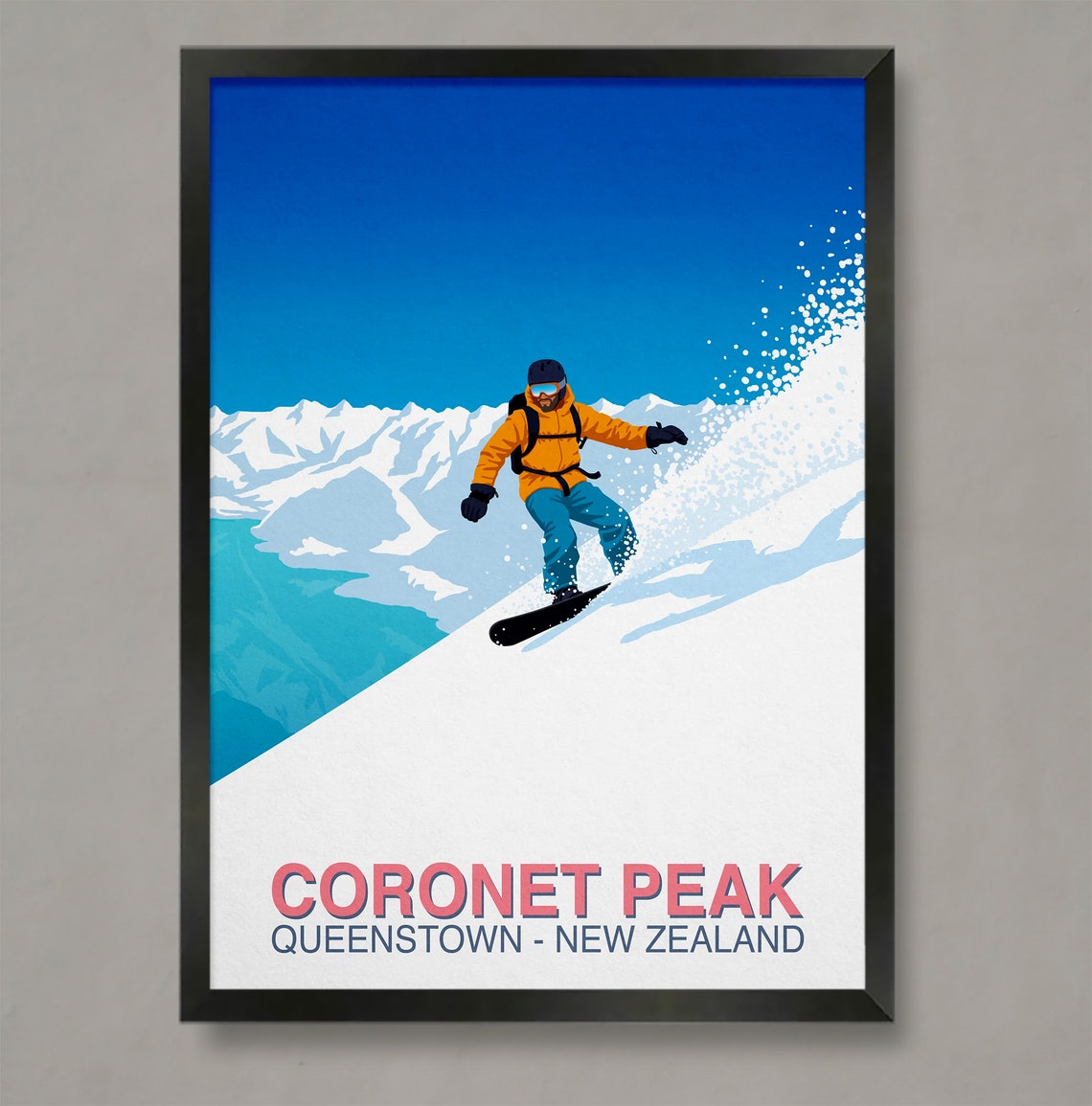 Coronet Peak Queenstown New Zealand Snowboarder Powder Air Ski Poster