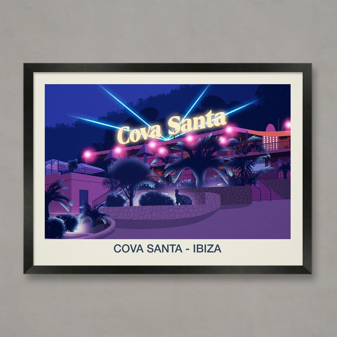 Cova Santa Ibiza Travel Poster, Nightclub Print