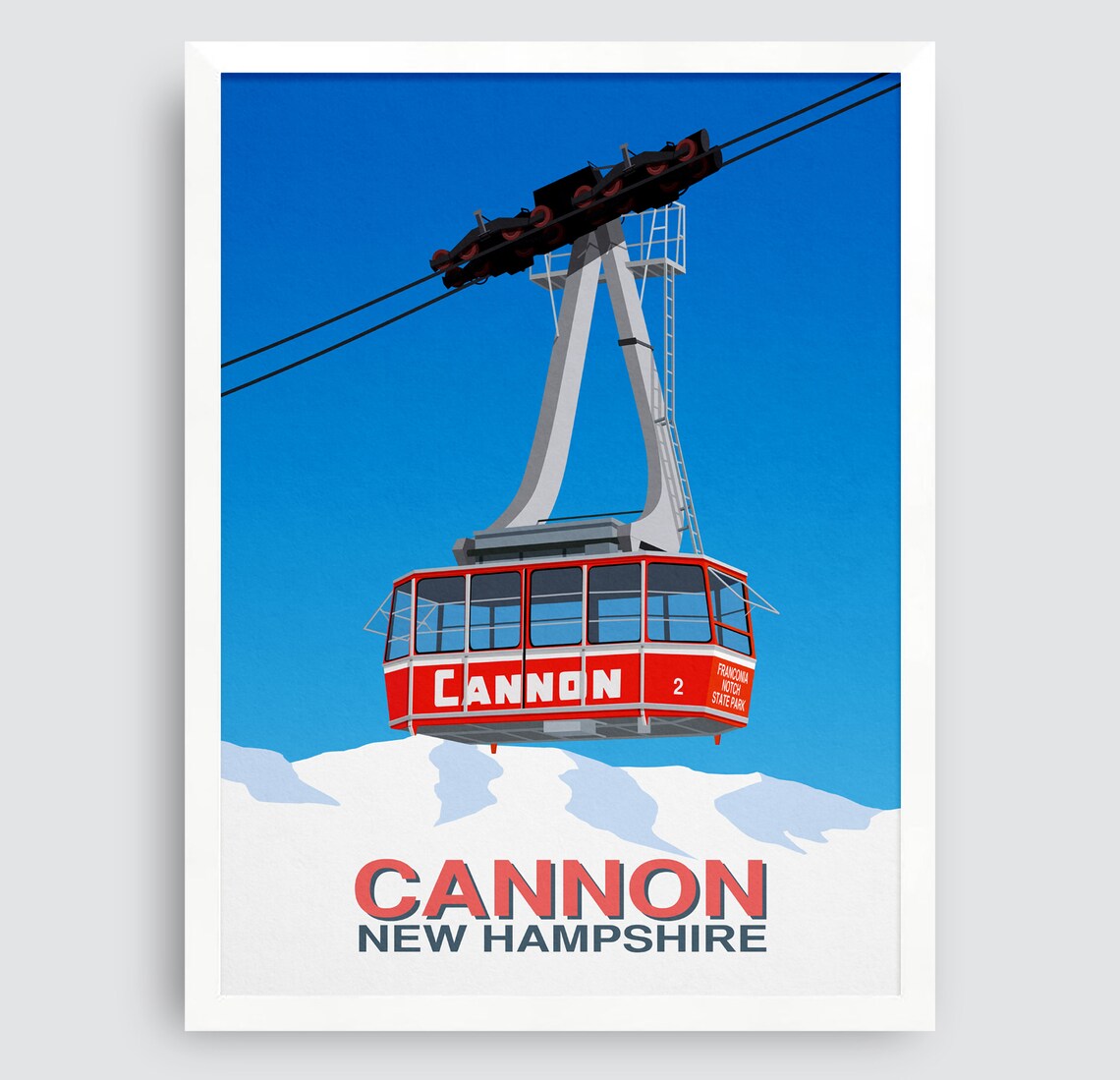 Cannon Ski Resort Red Cable Car Travel Poster - Image 3