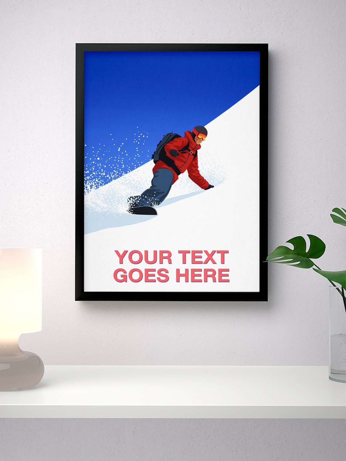 Personalised Snowboard Poster with Custom Text Steep Powder Slope Rider - Image 4