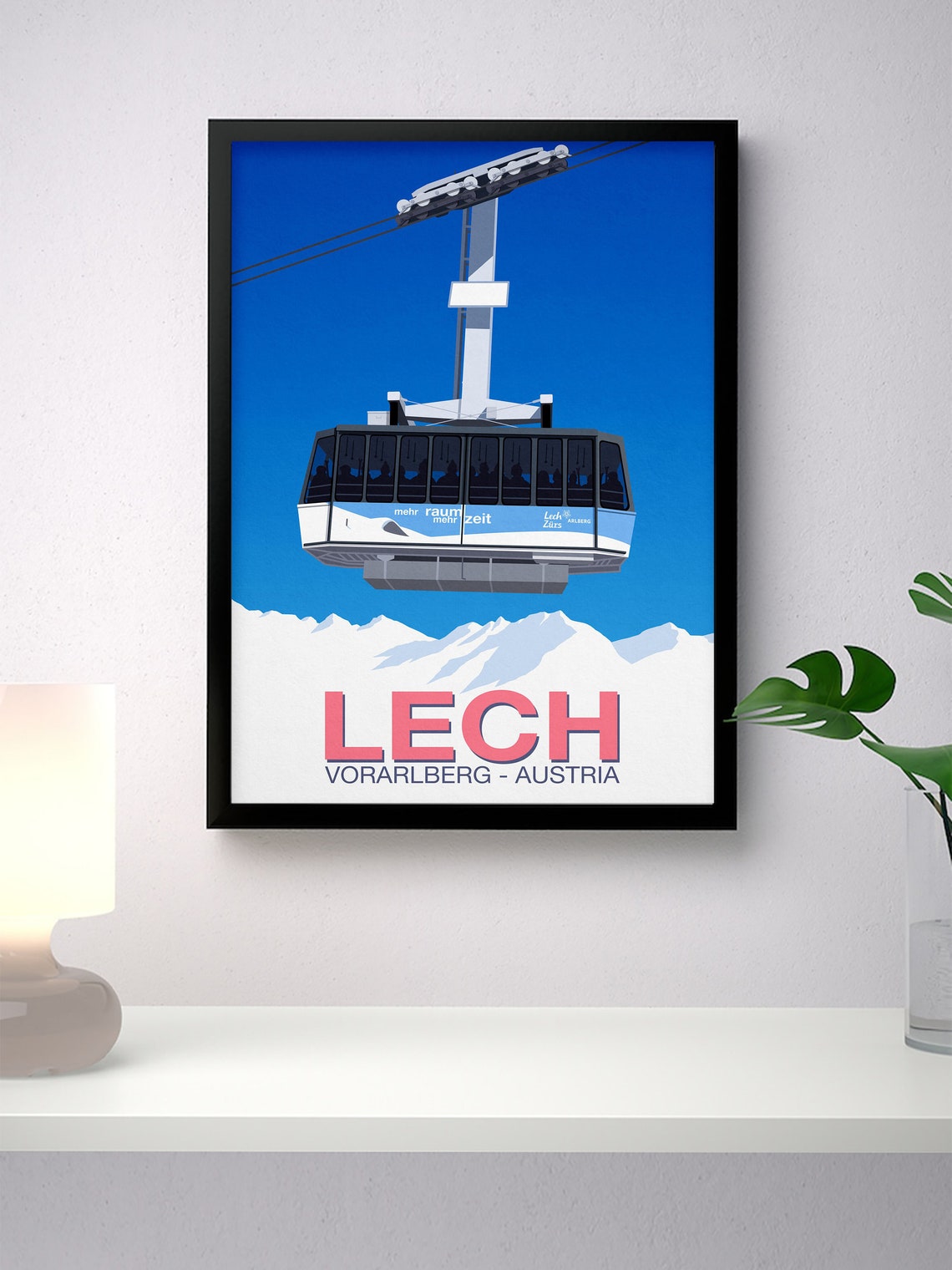 Lech Vorarlberg Austria Cable Car Mehr Raum Zeit Retro Ski Poster - Image 4