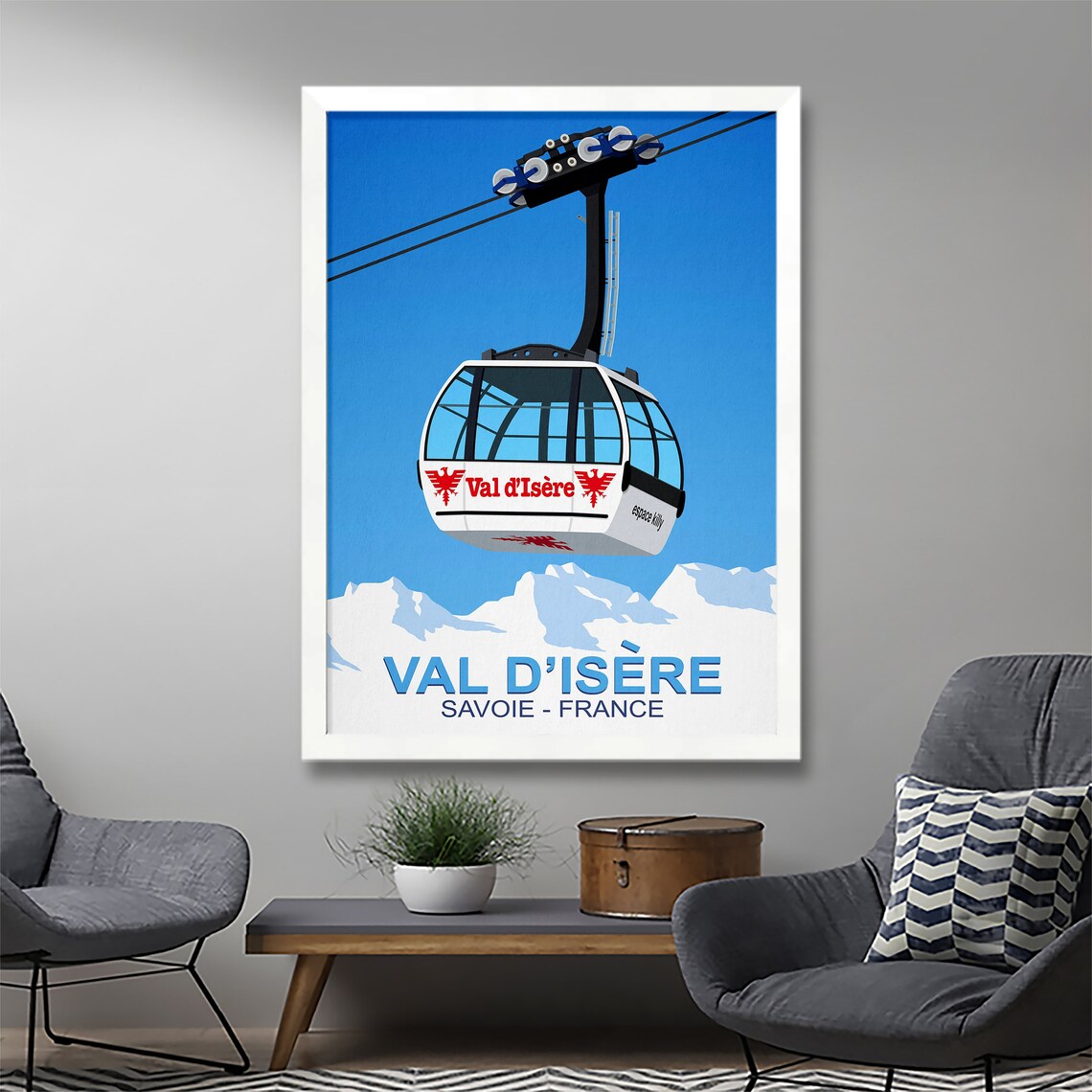 Val Disere Ski Resort Gondola Travel Poster - Image 2
