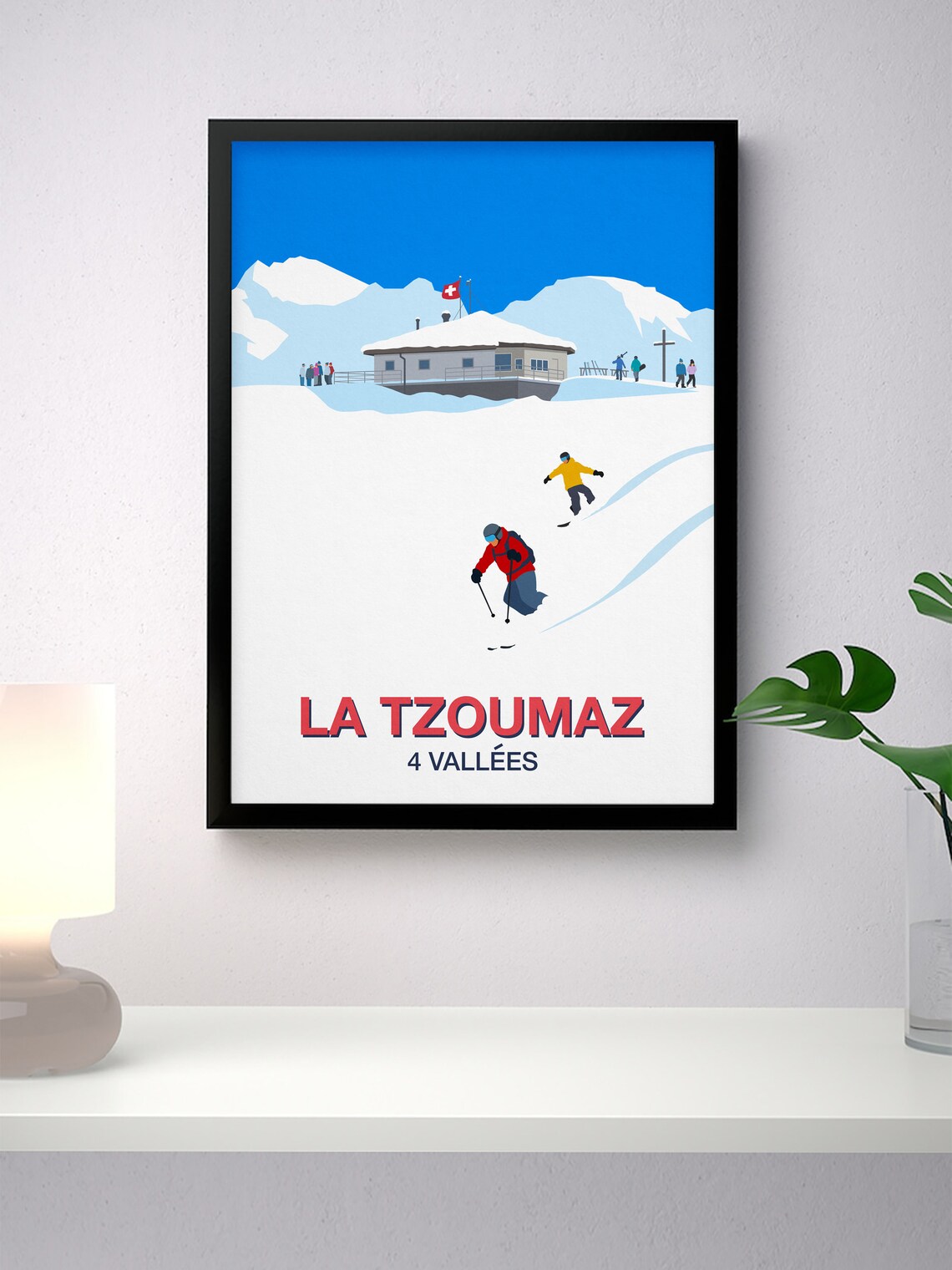 La Tzoumaz Ski Resort Travel Poster, 4 Vallees - Image 3