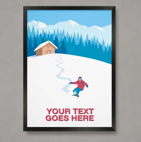 Personalised Snowboarding Poster Snowboard Print Customised Snowboard Print Snowboarding Poster Snowboard Poster Snowboarding Gift