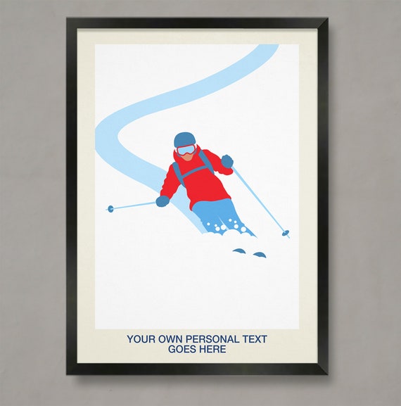 Personalised Minimalist Skier Poster Skiing Gift Customised Ski Print Ski Gifts Ski Poster Ski Gift