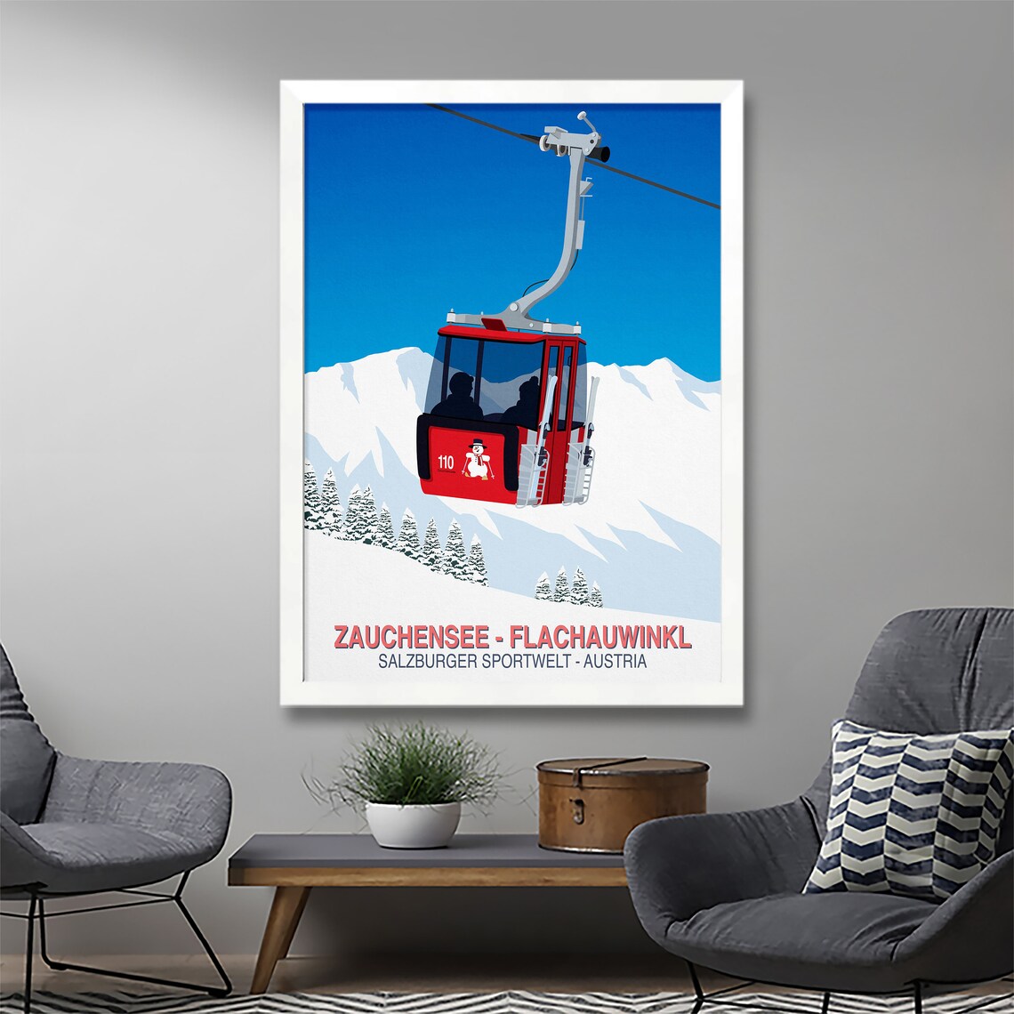 Zauchenseeflachauwinkl Ski Resort Travel Poster - Image 2