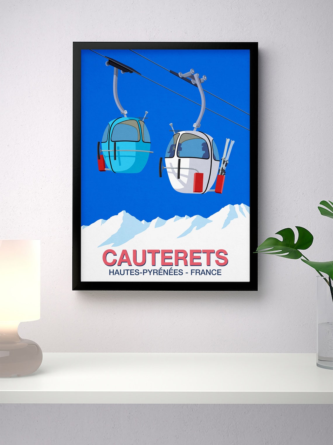 Cauterets Ski Resort Poster with Twin Gondolas Hautes Pyrenees France - Image 4